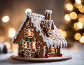 圣诞节姜饼屋摄影图片